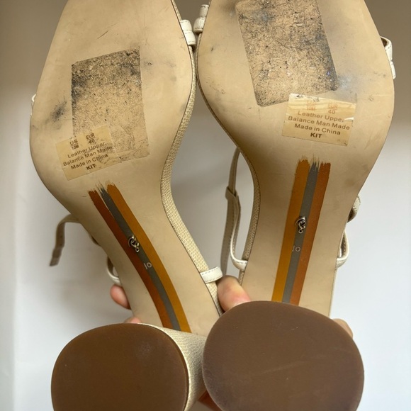 Sam Edelman Kit Slingback Block High Heel tan beige cream Sandal Sz 10 - Picture 7 of 8